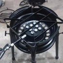 Fogão industrial portátil de mesa com queimadores múltiplos e estrutura de metal preta